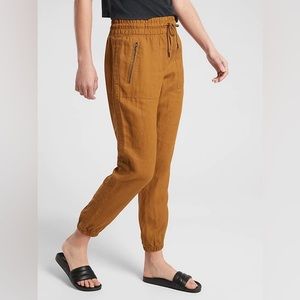 Athleta Cabo Linen Joggers Ochre